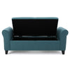 Shawn Storage Bench 50 Inch Rolled Arms Solid Wood Dark Teal Blue BM324433