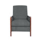 Ryka Push Back Recliner Chair, Birch Wood, Gray Channel Stitching