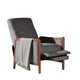 Ryka Push Back Recliner Chair, Birch Wood, Gray Channel Stitching