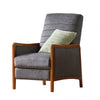 Ryka Push Back Recliner Chair, Birch Wood, Gray Channel Stitching