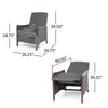 Ryka Push Back Recliner Chair, Birch Wood, Gray Channel Stitching