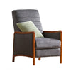 Ryka Push Back Recliner Chair, Birch Wood, Gray Channel Stitching