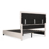 Amare Platform Queen Size Bed, Ivory White Polyester, Button Tufting