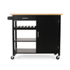 Rolling Kitchen Bar Cart 3 Shelves Cabinet 42 Inch Black and Brown BM324436