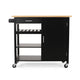 Rolling Kitchen Bar Cart 3 Shelves Cabinet 42 Inch Black and Brown BM324436