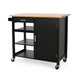 Rolling Kitchen Bar Cart, 3 Shelves, Cabinet, 42 Inch Black and Brown