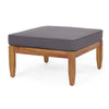 3pc Outdoor Sofa, Ottoman, and Table Set, Teak Brown Acacia Wood, Gray