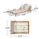 Queen Size Bed, Beige Upholstered Headboard, Natural Brown Acacia Wood
