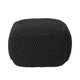 Alen Ottoman Cube Pouf, 21" Handcrafted Boho Dark Gray Knitted Cotton