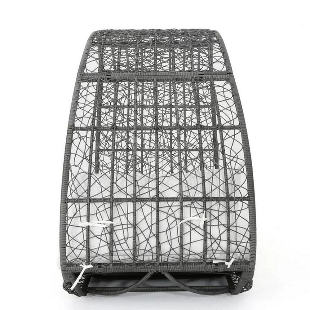 Outdoor Canopy Daybed, Gray Faux Rattan Frame with White Cushions