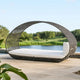Outdoor Canopy Daybed, Gray Faux Rattan Frame with White Cushions