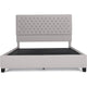 Amare Platform Queen Size Bed, Button Tufted Light Gray Polyester