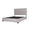 Amare Platform Queen Size Bed, Button Tufted Light Gray Polyester