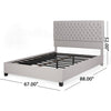 Amare Platform Queen Size Bed, Button Tufted Light Gray Polyester