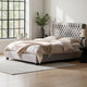Amare Platform Queen Size Bed, Button Tufted Light Gray Polyester