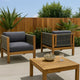 Outdoor Accent Chair Set of 2, Rope Weaving, Teak Brown Acacia Wood