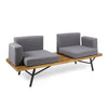 Outdoor Loveseat and Coffee Table Set Acacia Wood Black Iron Gray BM324443