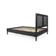 Queen Bed Cane Rattan Upholstered Headboard Dark Gray Acacia Wood BM324445