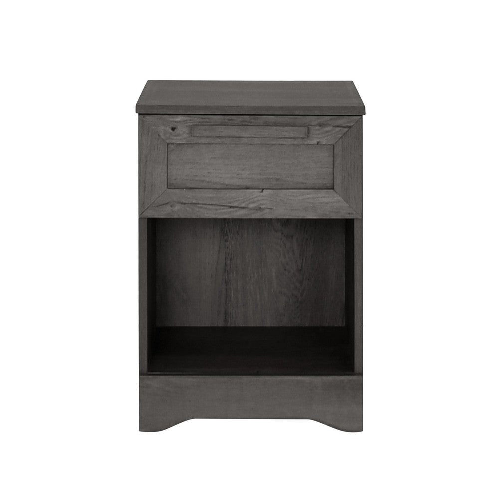 Vinie Nightstand with 1 Drawer and Shelf, Modern Taupe Gray Finish