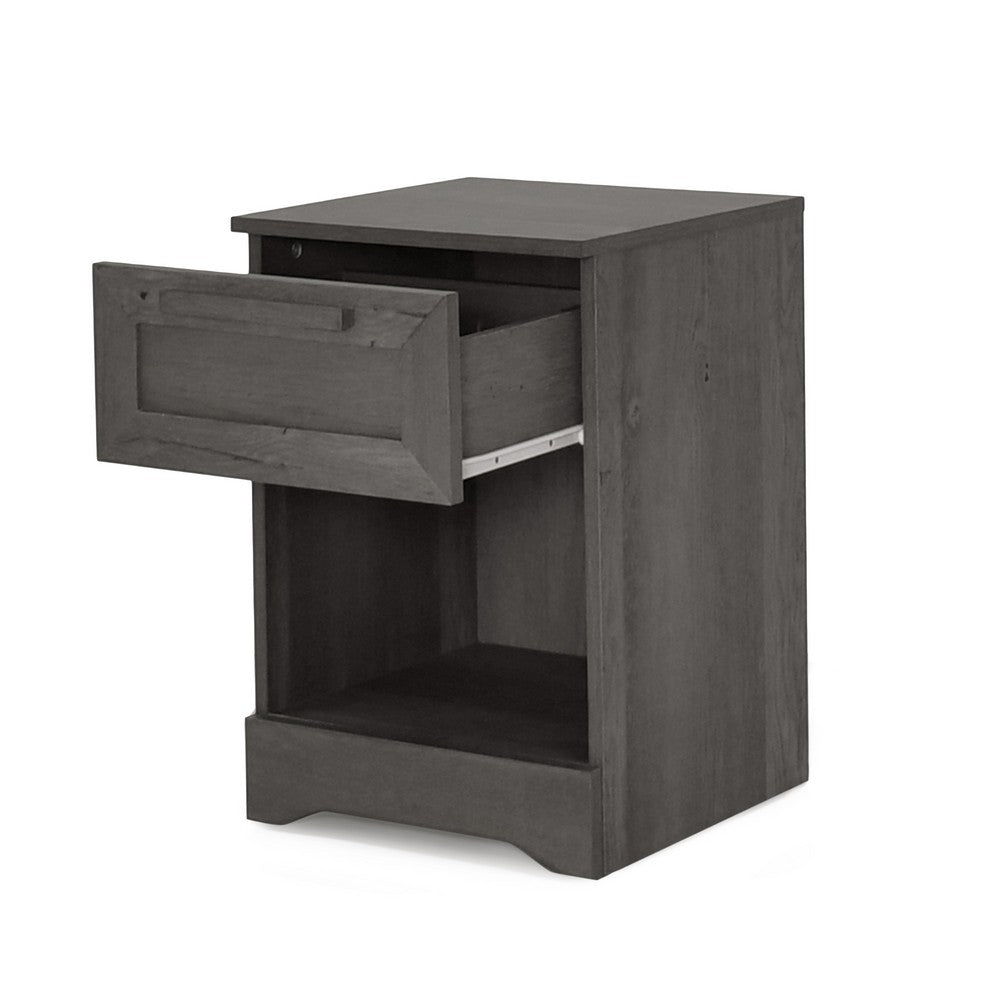 Vinie Nightstand with 1 Drawer and Shelf, Modern Taupe Gray Finish