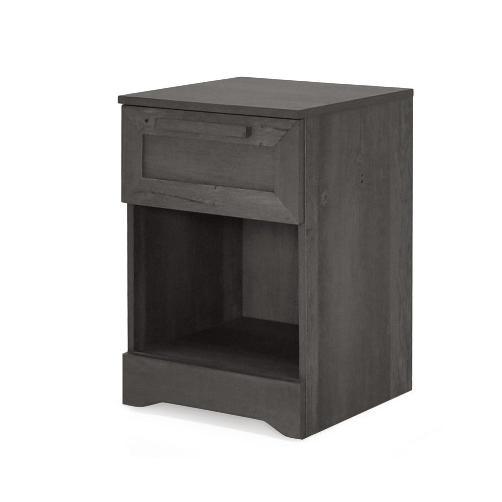 Vinie Nightstand with 1 Drawer and Shelf, Modern Taupe Gray Finish