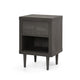 Minie Nightstand with 1 Drawer, Shelf, Rubberwood Legs, Modern Gray