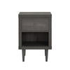 Minie Nightstand with 1 Drawer, Shelf, Rubberwood Legs, Modern Gray