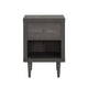 Minie Nightstand with 1 Drawer, Shelf, Rubberwood Legs, Modern Gray