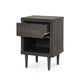 Minie Nightstand with 1 Drawer, Shelf, Rubberwood Legs, Modern Gray