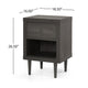 Minie Nightstand with 1 Drawer, Shelf, Rubberwood Legs, Modern Gray