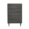 Minie Tall Dresser Chest, 5 Drawers, Rubberwood Legs, Modern Gray