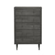 Minie Tall Dresser Chest, 5 Drawers, Rubberwood Legs, Modern Gray