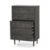 Minie Tall Dresser Chest 5 Drawers Rubberwood Legs Modern Gray BM324448