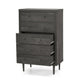 Minie Tall Dresser Chest 5 Drawers Rubberwood Legs Modern Gray BM324448