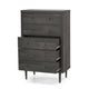 Minie Tall Dresser Chest, 5 Drawers, Rubberwood Legs, Modern Gray