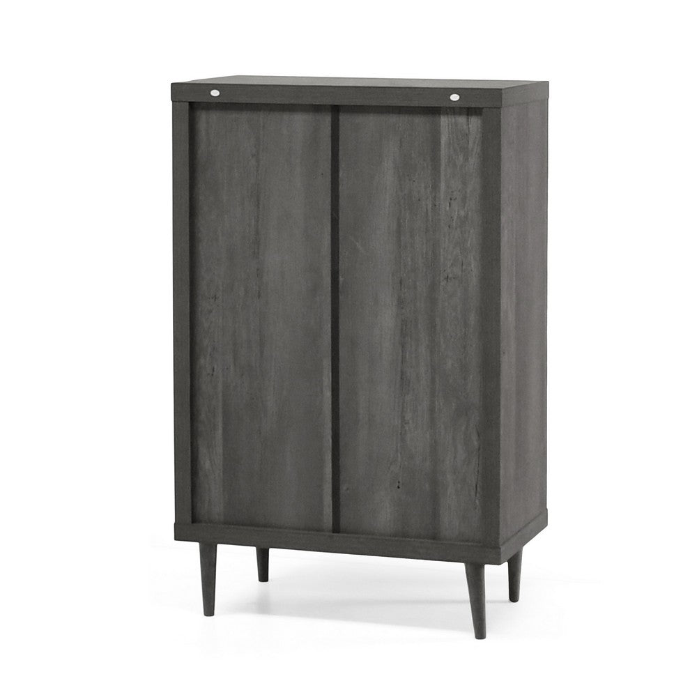 Minie Tall Dresser Chest, 5 Drawers, Rubberwood Legs, Modern Gray