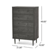 Minie Tall Dresser Chest, 5 Drawers, Rubberwood Legs, Modern Gray