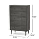 Minie Tall Dresser Chest, 5 Drawers, Rubberwood Legs, Modern Gray