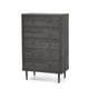 Minie Tall Dresser Chest, 5 Drawers, Rubberwood Legs, Modern Gray