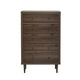 Minie Tall Dresser Chest 5 Drawers Rubberwood Modern Walnut Brown BM324449