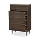 Minie Tall Dresser Chest 5 Drawers Rubberwood Modern Walnut Brown BM324449