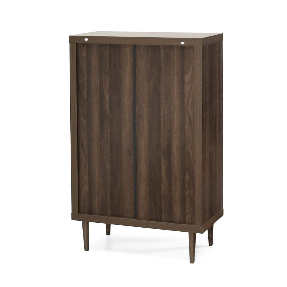 Minie Tall Dresser Chest, 5 Drawers, Rubberwood, Modern Walnut Brown