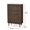 Minie Tall Dresser Chest, 5 Drawers, Rubberwood, Modern Walnut Brown