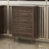Minie Tall Dresser Chest, 5 Drawers, Rubberwood, Modern Walnut Brown