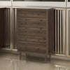 Minie Tall Dresser Chest, 5 Drawers, Rubberwood, Modern Walnut Brown
