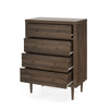 Minie Dresser Chest with 4 Drawers, Rubberwood Legs, Walnut Brown