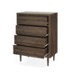 Minie Dresser Chest with 4 Drawers, Rubberwood Legs, Walnut Brown