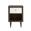 Minie Nightstand with 1 Drawer Shelf Modern White and Walnut Brown BM324451