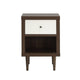 Minie Nightstand with 1 Drawer Shelf Modern White and Walnut Brown BM324451