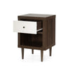 Minie Nightstand with 1 Drawer Shelf Modern White and Walnut Brown BM324451